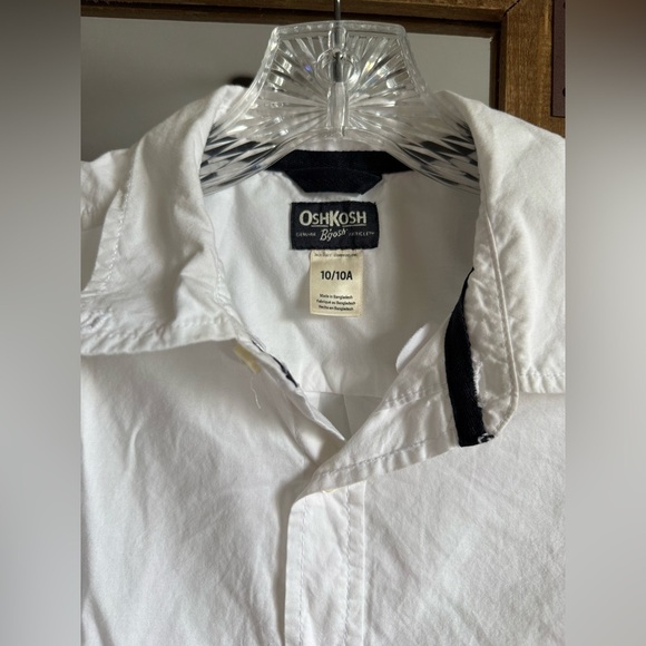 Oshkosh White Button Up Shirt Longsleeve Boys Size 10 Formal Wedding School - Picture 3 of 8